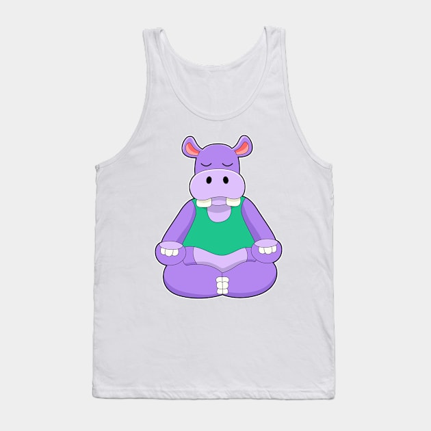 Hippo at Yoga in Sitting Tank Top by Markus Schnabel